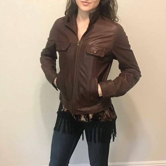 Lucky Brand Jackets & Blazers - Lucky Brand Brown Leather Jacket